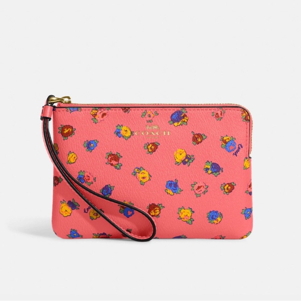 Coach Vintage Rose Corner Zip Wristlet Wallet